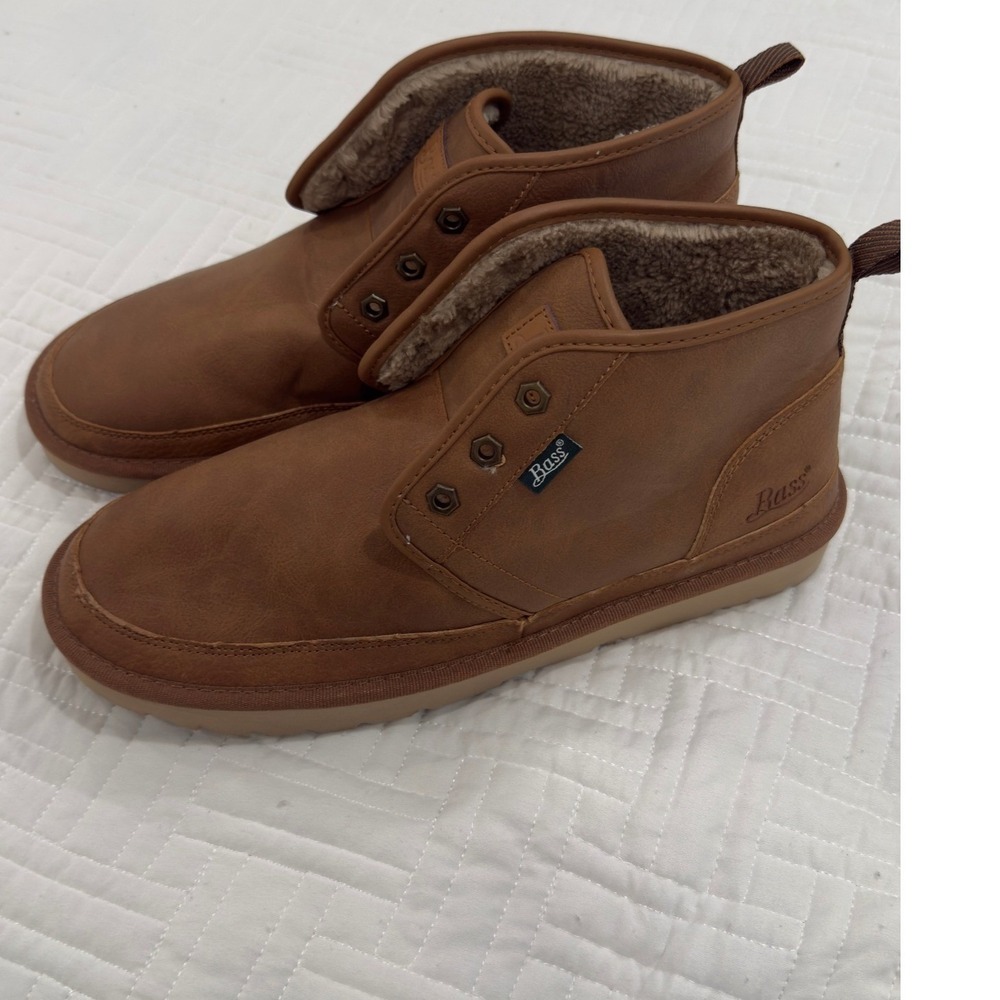G.H. Bass Mens Tan Faux Leather Shearling Lined Chukka Boots Size 11 713544F531